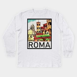 Roma Italy Decal Kids Long Sleeve T-Shirt